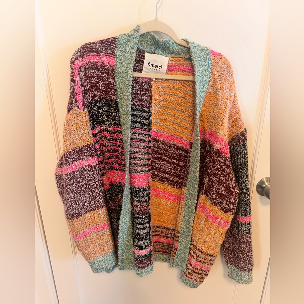 Ameri Multicolor Patchwork Cardigan
